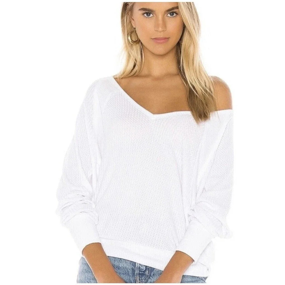 Free People Santa Clara Thermal Top In Alabaster Women’s Size L